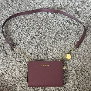 Steve Madden Wine Crossbody Bag with Gold Accents